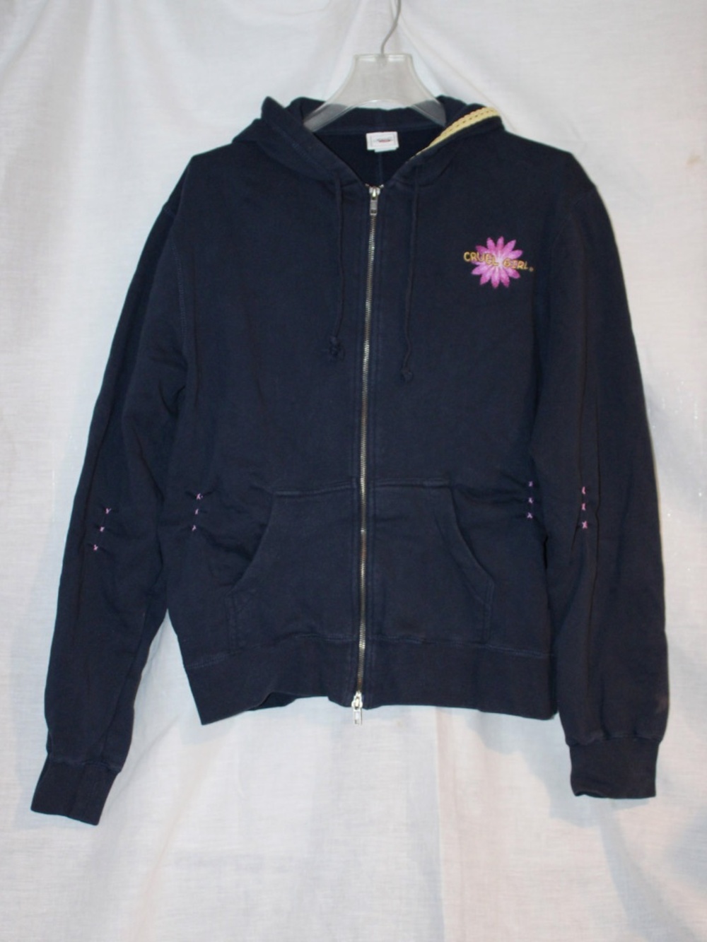 VTG- Cruel Girl full-zip navy blue hoodie